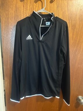 adidas Black Quarter-Zip Pullover with White Accents